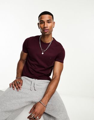 French Connection crew neck t-shirt in burgundy