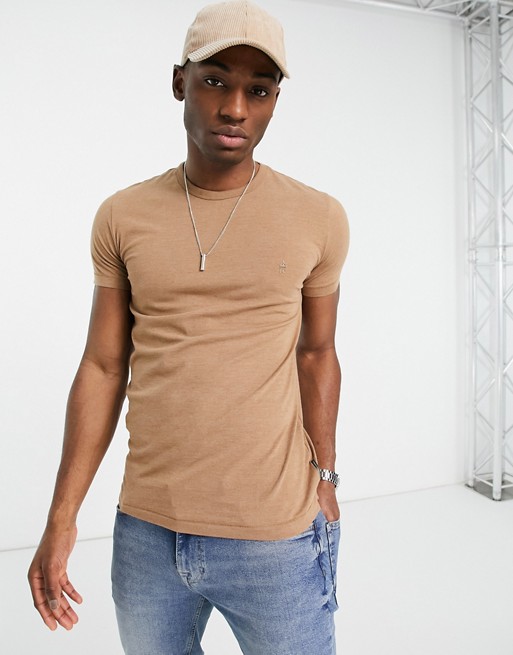 French Connection fitted crew neck t-shirt in camel