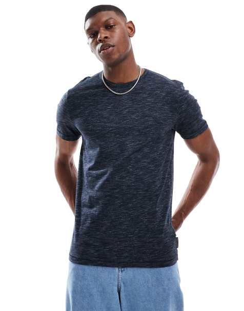 French Connection crew neck t-shirt in heathered navy - view 1