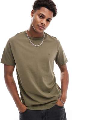 French Connection crew neck t-shirt in khaki-Green