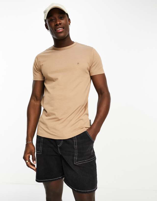 French Connection Mens - French Connection crew neck t-shirt in pale brown