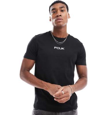 French Connection crew neck T-shirt with FCUK chest logo in black