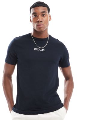 French Connection crew neck T-shirt with FCUK chest logo in navy-Blue