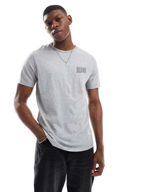 French Connection crew neck T-shirt with repeated logo in light gray