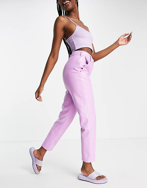 French Connection Crolenda suit trousers in lilac PU co-ord