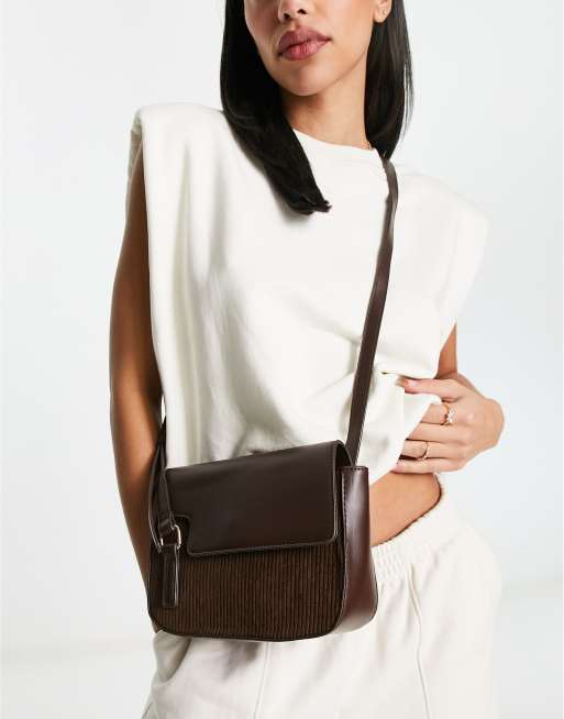 Ribbed Flap Shoulder Bag