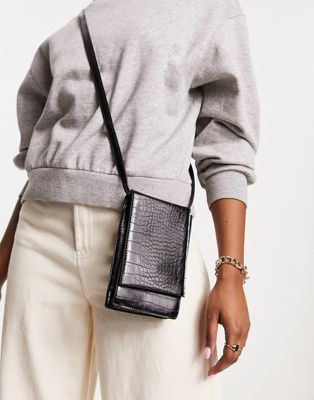French Connection crossbody pocket bag in black