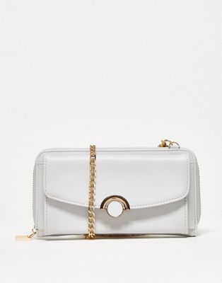 French Connection crossbody zip around purse in white