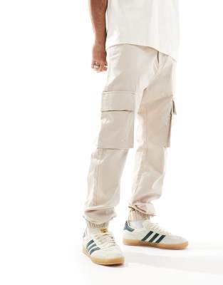 French Connection cuffed cargo pants in stone-Neutral