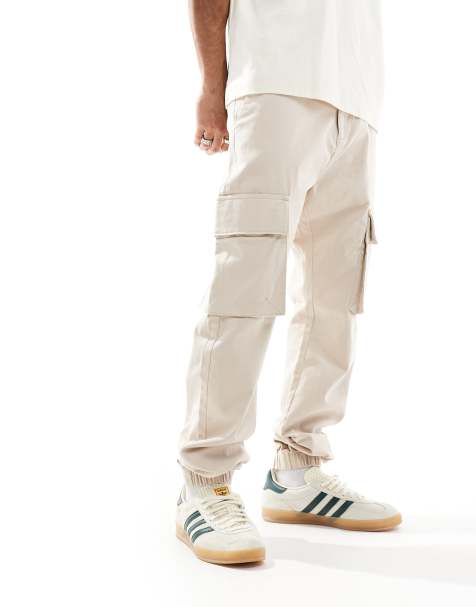 French Connection cuffed cargo trousers in stone  - view 1