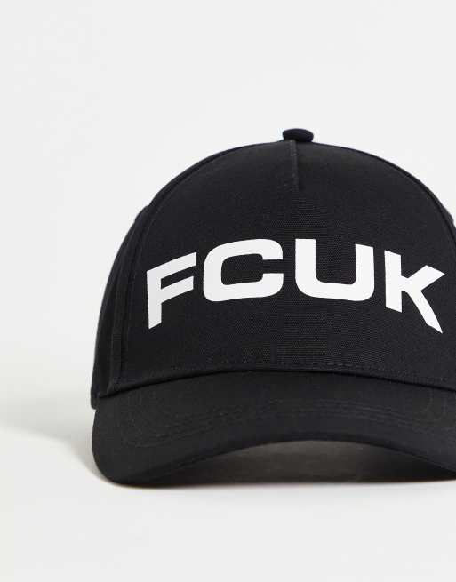 French Connection – Czarna czapka z daszkiem i logo FCUK, 4 z 4