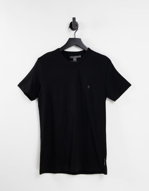 French Connection – Czarny t-shirt z dekoltem w kształcie litery V