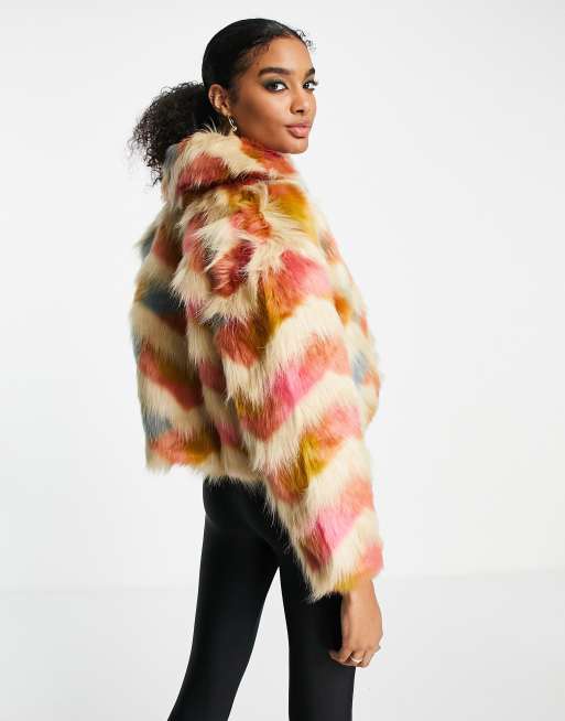 Faux fur outlet chevron jacket