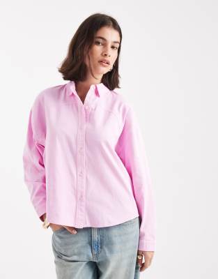 French Connection - Dana - Jeanshemd in Rosa mit Ziernaht