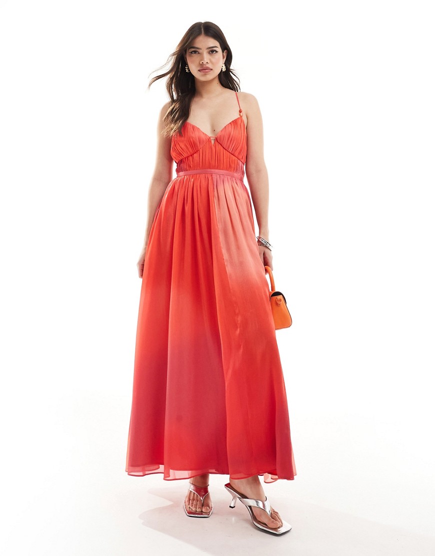French Connection Darryl Hallie Maxi Dress In Red In White