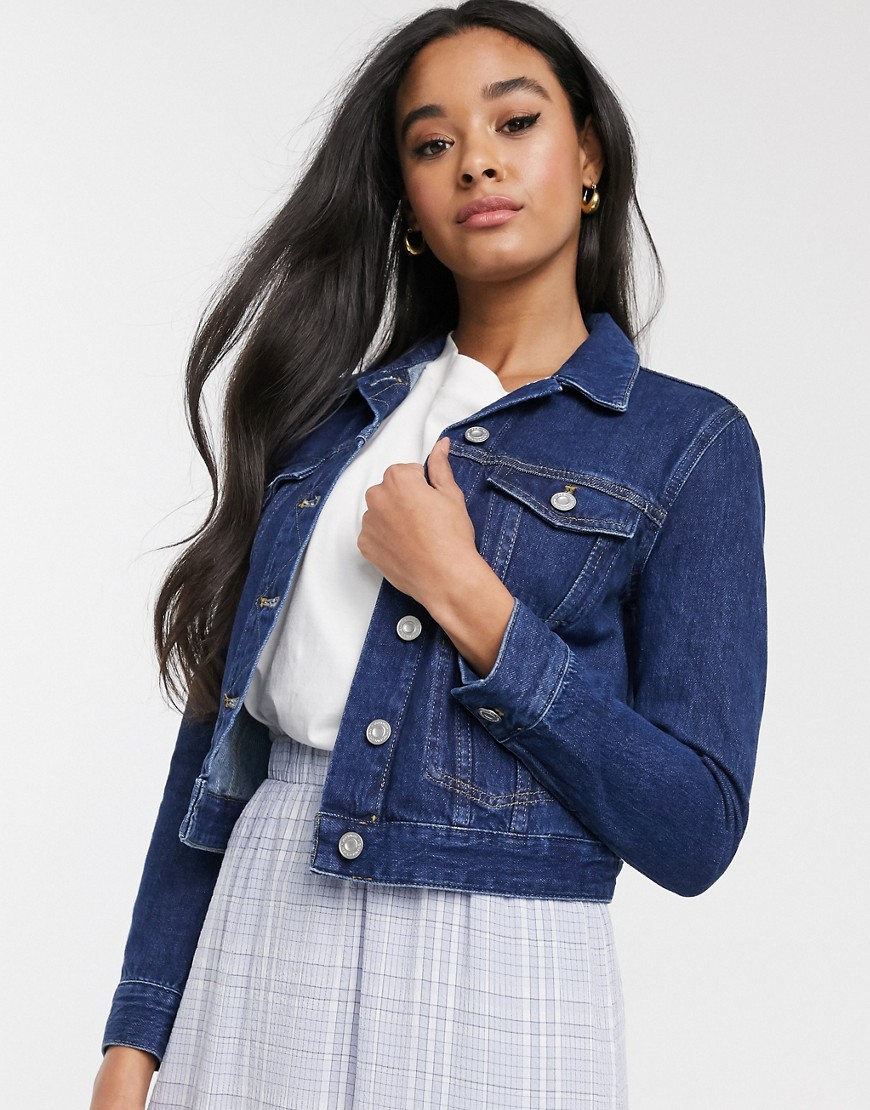 French Connection denim jacket in mid blue wash-Blues