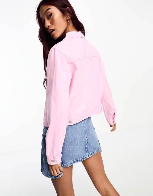 Pastel pink denim jacket sale