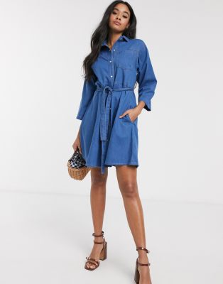 French Connection Denim Mini Shirt Dress-blue | ModeSens