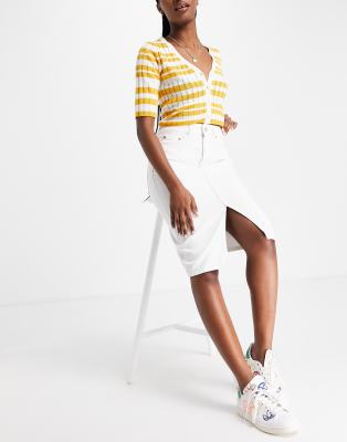 French Connection - Denim minirok met split aan de voorkant in wit