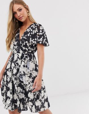 french connection black floral dress