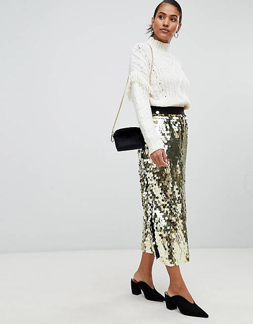 French Connection Disc Sequin Maxi Skirt