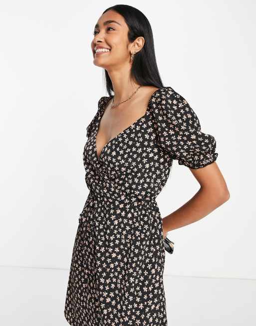 Ditsy print wrap outlet dress