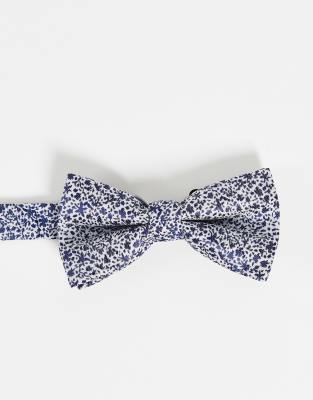 French Connection Ditsy Print Bow Tie-blues In Blues