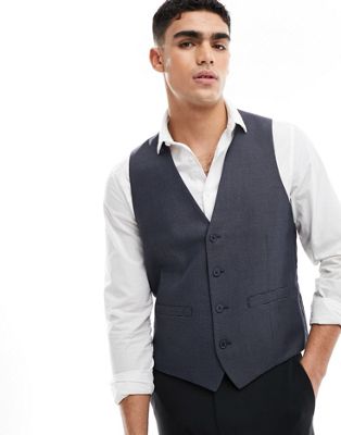 French Connection dogtooth formal waistcoat in grey pattern
