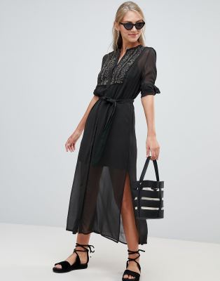 sheer shirt dress