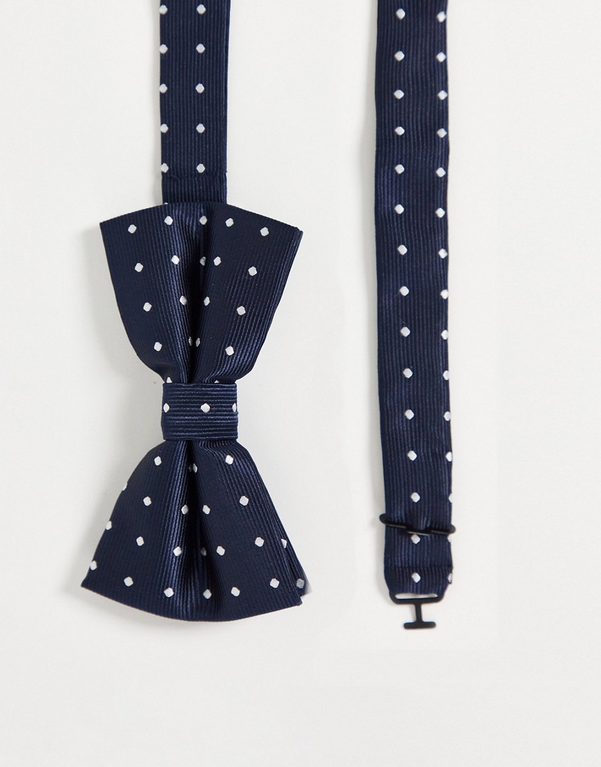 French Connection Dotted Bow Tie-navy