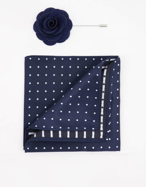 French Connection dotted pocket square & lapel pin set