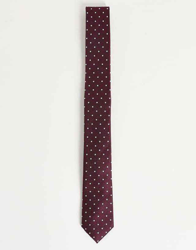 French Connection dotted tie in burgundy