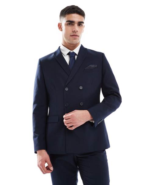 French Connection double breasted formal suit jacket in marine navy (part of a set) - view 1
