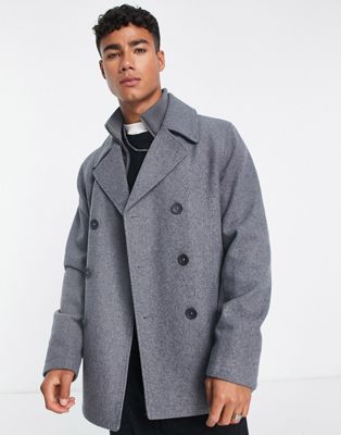 French Connection double breasted peacoat with inner in light grey - ASOS Price Checker