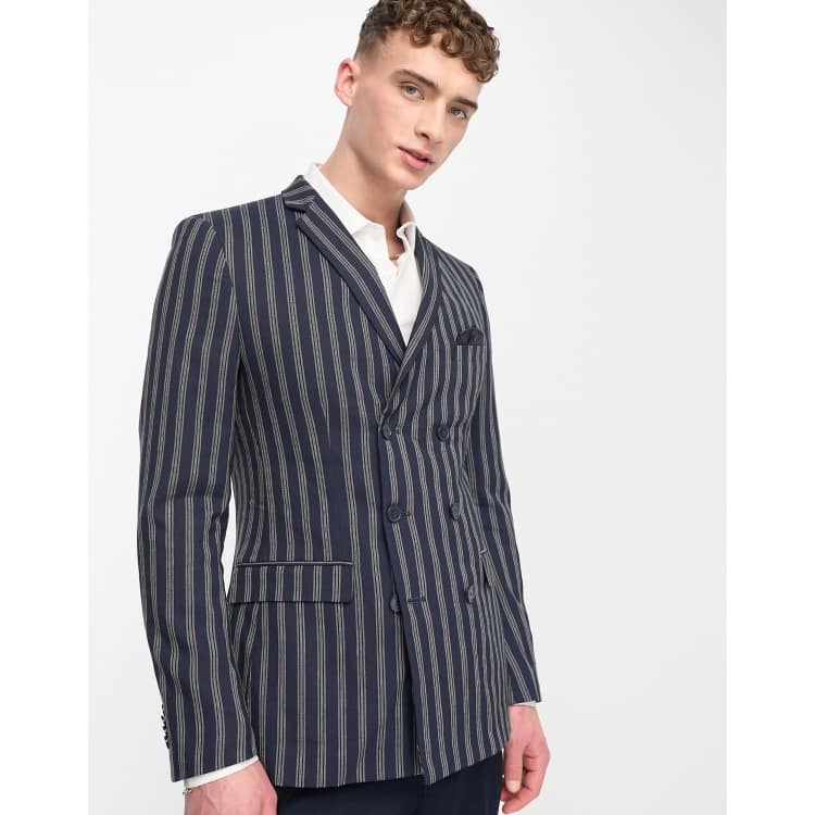 Pinstripe blazer men hot sale