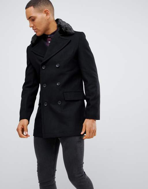 Fur on sale collar peacoat