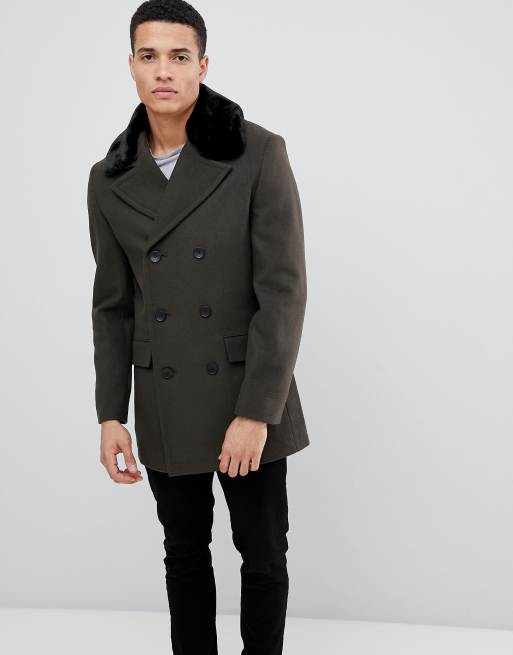 Fur store collar peacoat