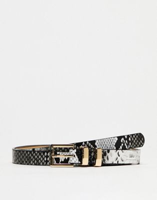 French Connection double keeper belt in snake print