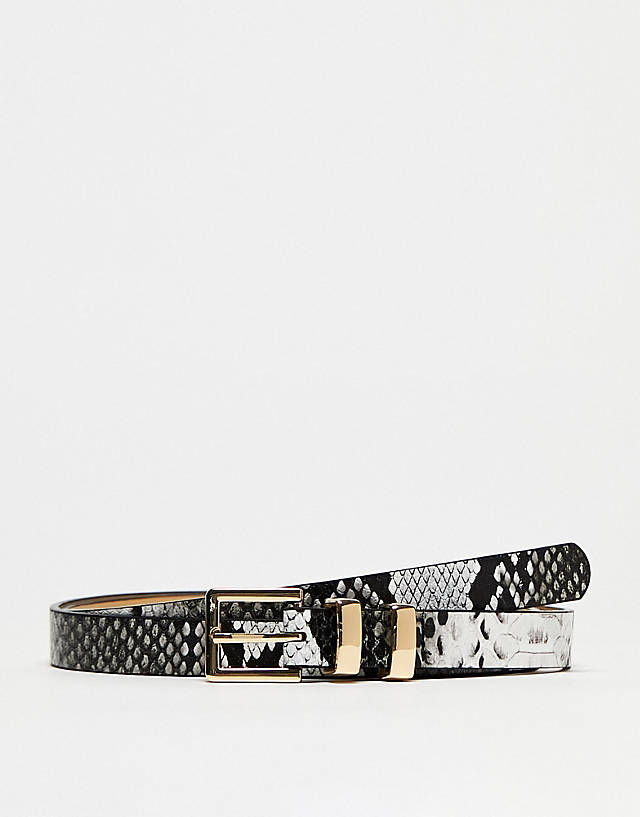 French Connection - double keeper belt in snake print