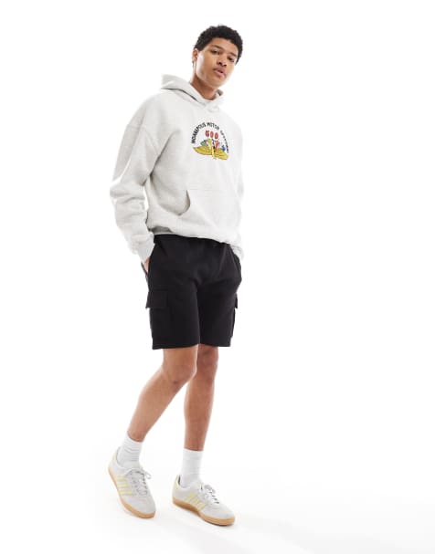 French Connection drawstring cargo jersey shorts in black - view 1