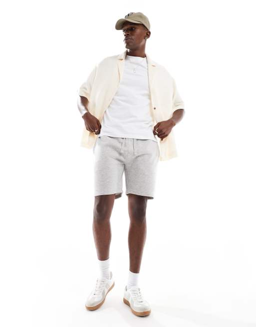 French Connection drawstring jersey shorts in light heather gray