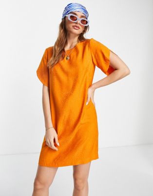 French Connection dua drape tunic dress in orange