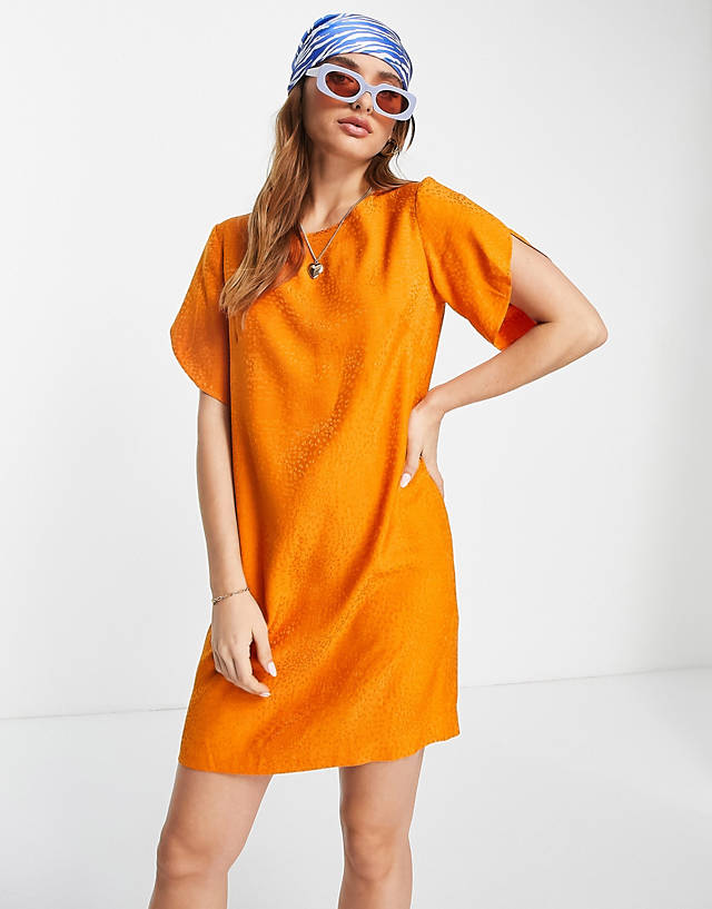 French Connection dua drape tunic dress in orange