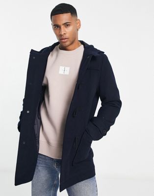 French Connection duffle coat in navy - ASOS Price Checker
