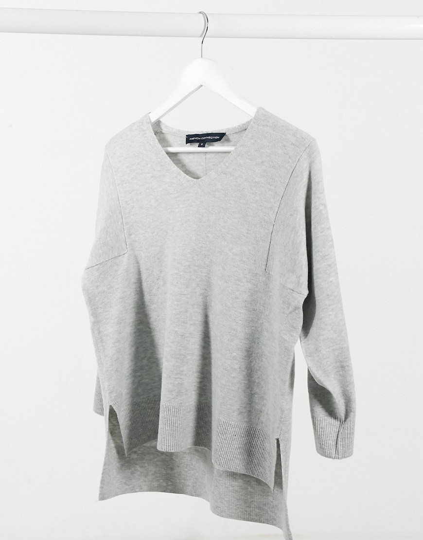French Connection Ebba v neck jumper in grey