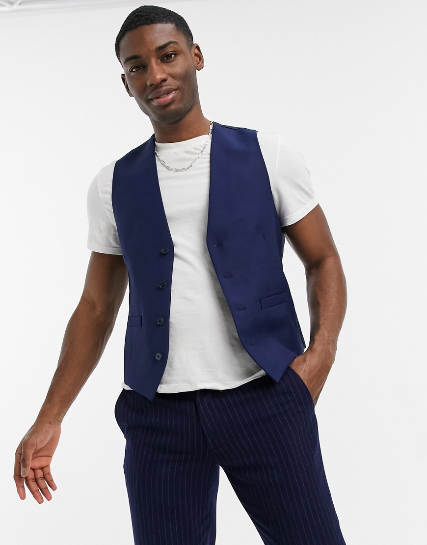 French Connection - Effen slim-fit gilet-Blauw