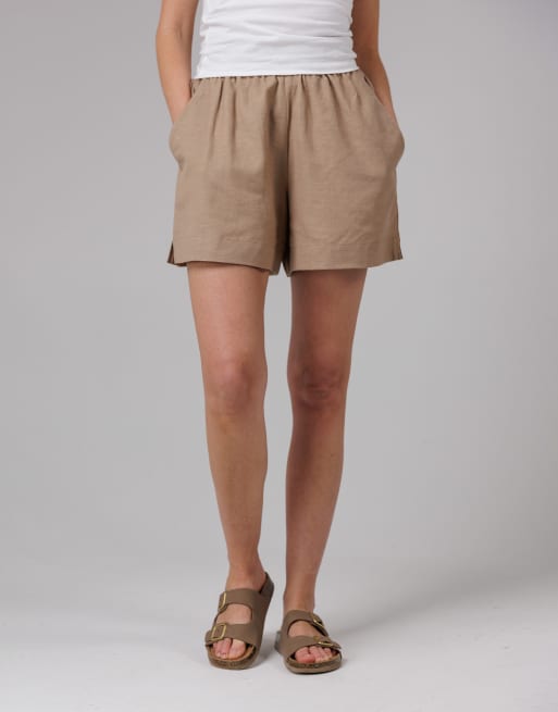 French Connection elasticated waist shorts in medium beige, 2 of 4