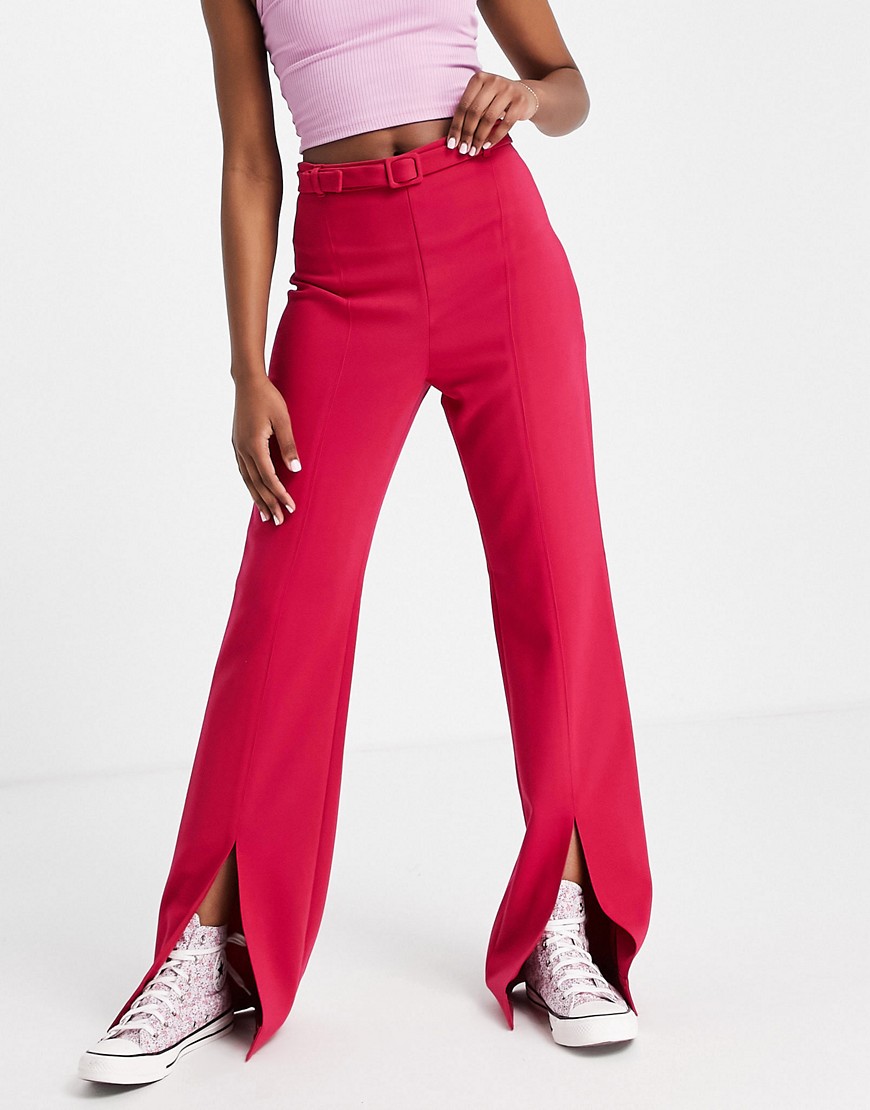 French Connection - Elegante broek met hoge taille en split aan de voorkant in roze, deel van combi-set