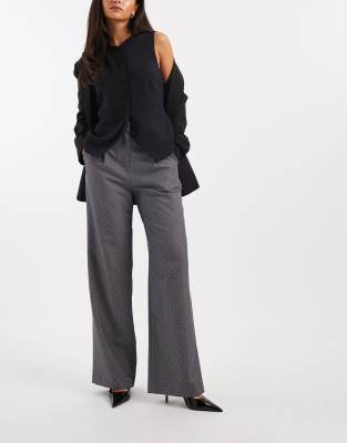 French Connection - Elegante weite Hose in Grau mit Strassdetails