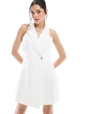 French Connection - Elegantes Blazer-Minikleid in Weiß mit Neckholder